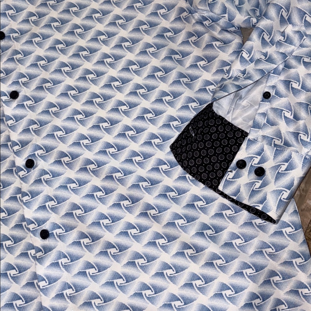 Bespoke blue pattern button down - Picture 2 of 7